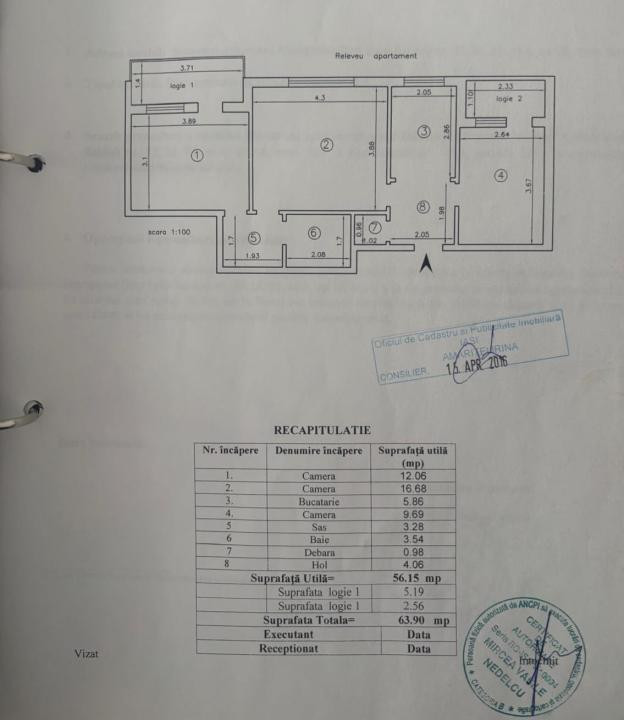 Apartament cu 3 camere langa Palas, intermediar, fara risc, semidecomandat!